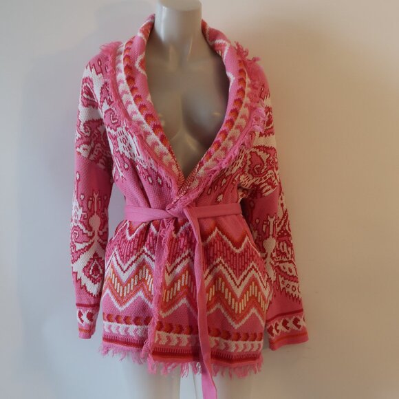 Pink Patterned Women's Cardigan - Picture 1 of 8